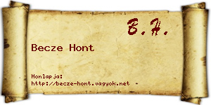 Becze Hont névjegykártya